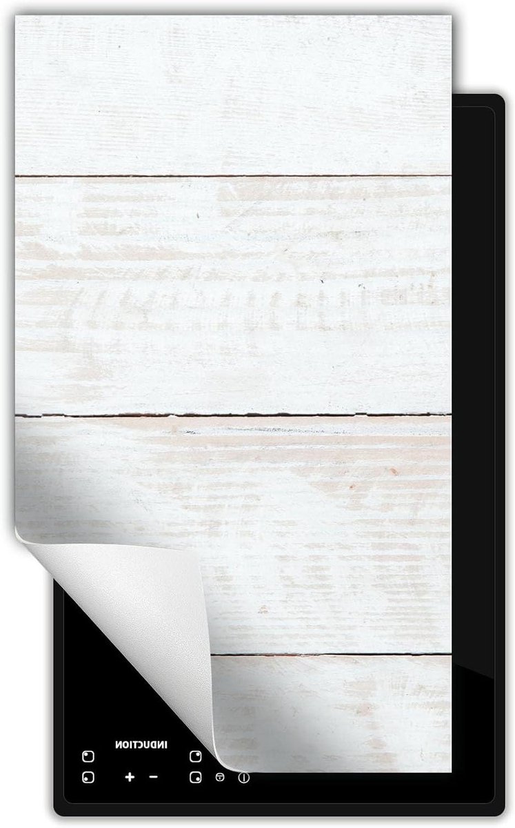 Inductie Beschermer - Kookplaat Afdekplaat - Extra Werkruimte Creëren - Antislip Vinyl Materiaal - 30x52 cm - Wit Hout