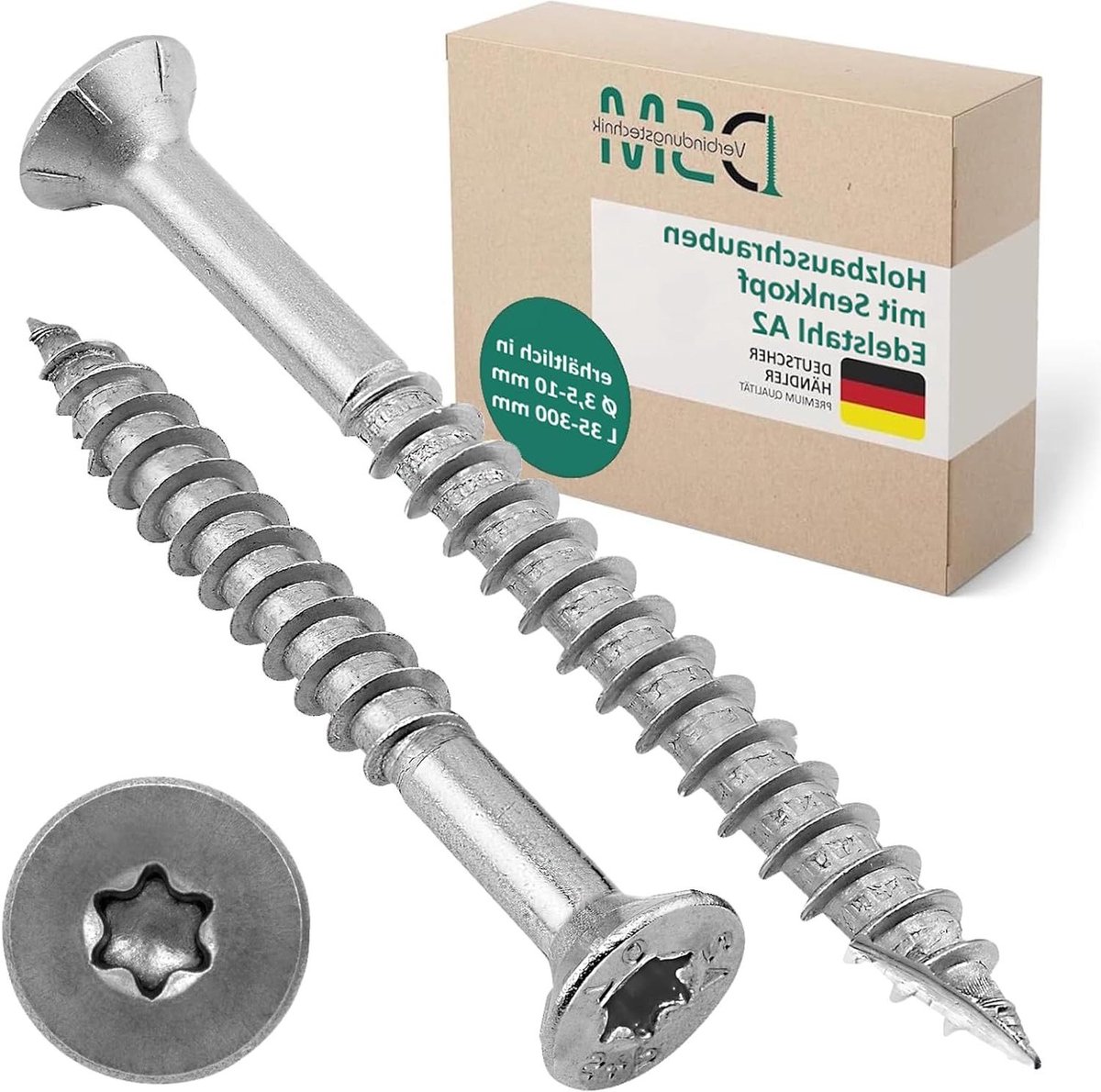 Houtconstructieschroeven - Spaanplaatschroeven RVS - Houtverbindingen Maken - Verzonken Kop Met Freesribben - 5 x 80 mm - Zilverkleurig