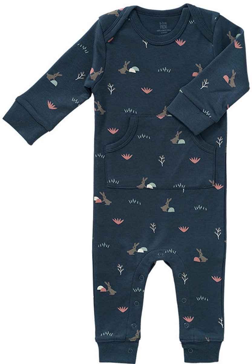 Fresk Pyjama voor Baby's newborn - Boxpakje Jongens - Babypakje - Biologisch Katoen Donkerblauw - Rabbit Mood Indigo