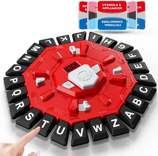 Familie bordspel - Woordspel met 2 spelmodi en 24 letters - Snelle puzzel game met 220 themacategorieën - Voor 2-8 spelers - Leuk gezelschapsspel voor kinderen en volwassenen - Rood