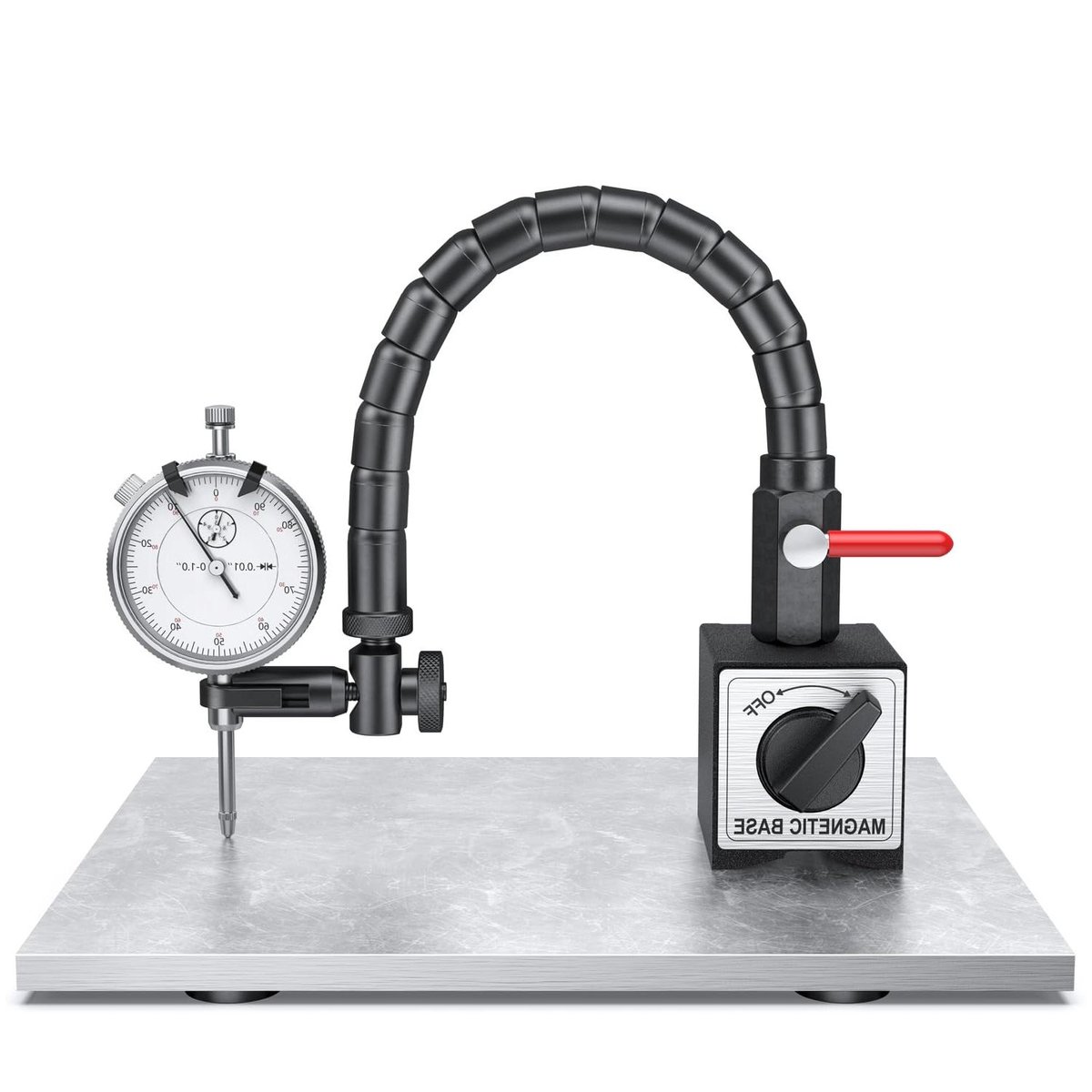 Wijzerplaatindicator Set - Meetgereedschap - Precieze Meting - Magnetische Basis - 31 cm Pakket - Grijs