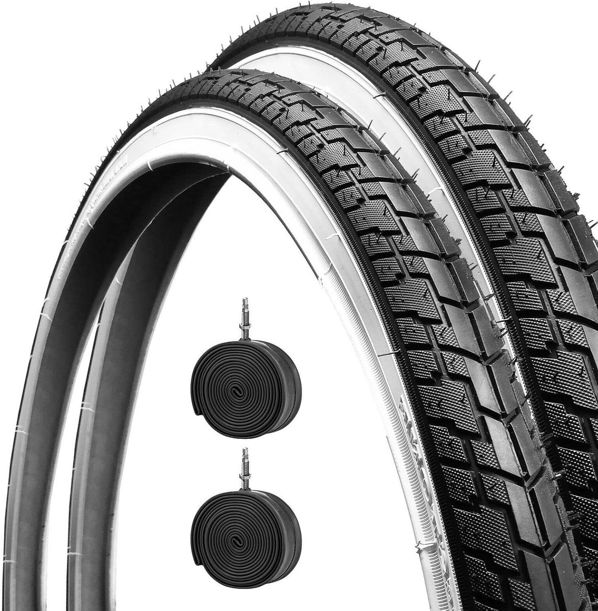 Rollstoelbanden met binnenband - Rolstoelwielen - Mobiliteit Verbeteren - Butyl binnenbanden - 24 X 1 3/8 - Zwart Wit