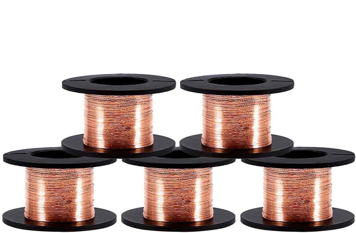 Vuldraden van 0.1mm met emaille, 5 stuks, 15 meter lang voor reparaties en knutselen