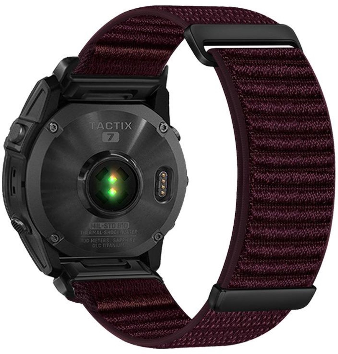 By Qubix - Nylon Sport Loop bandje - Aubergine - Geschikt voor Garmin Quatix 8 - 51mm