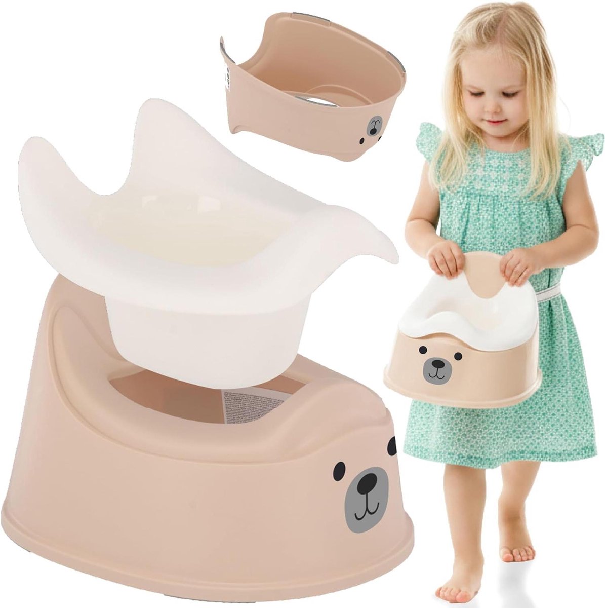Potje voor kinderen - Kinderpotje Zindelijkheid - Zindelijkheidstraining - Antislipvoeten Ergonomisch - Tot 15 kg - Beige-Wit