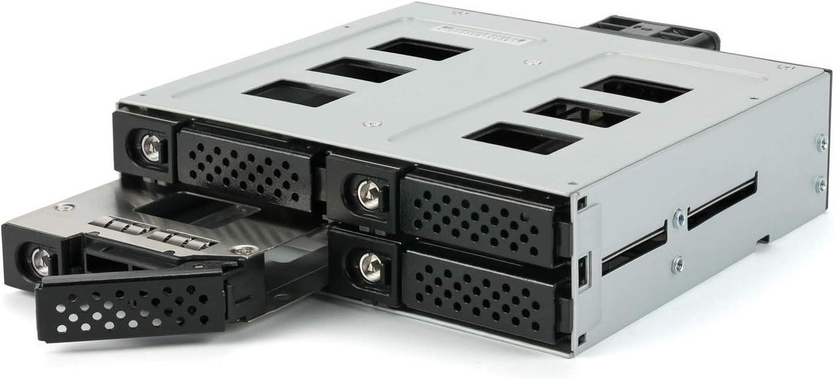 Opslag Backplane - Harde Schijf Houder - Data Opslag Uitbreiden - 4x 2.5" Drives - 5.25" Bay - Zwart Metaal
