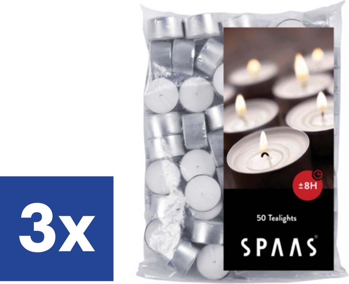 Theelichtjes Waxinelichten 8 branduren - 3 x 50 stuks