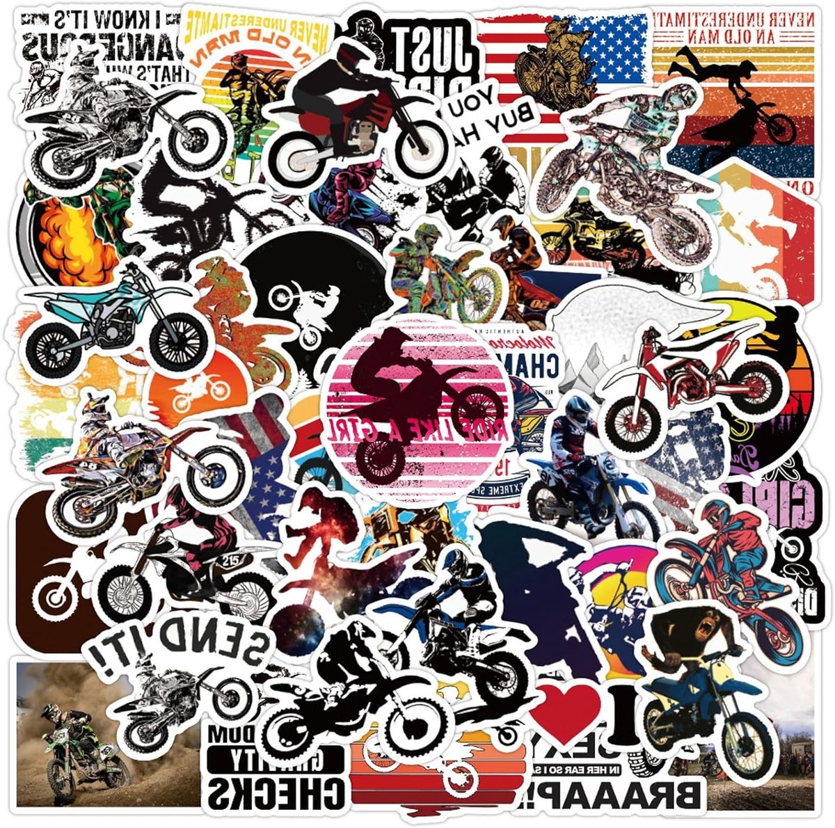 Motorstickers Set van 50 Stuks voor Motoren, Motosport, Decoratie en Personaliseerbare Ontwerpen