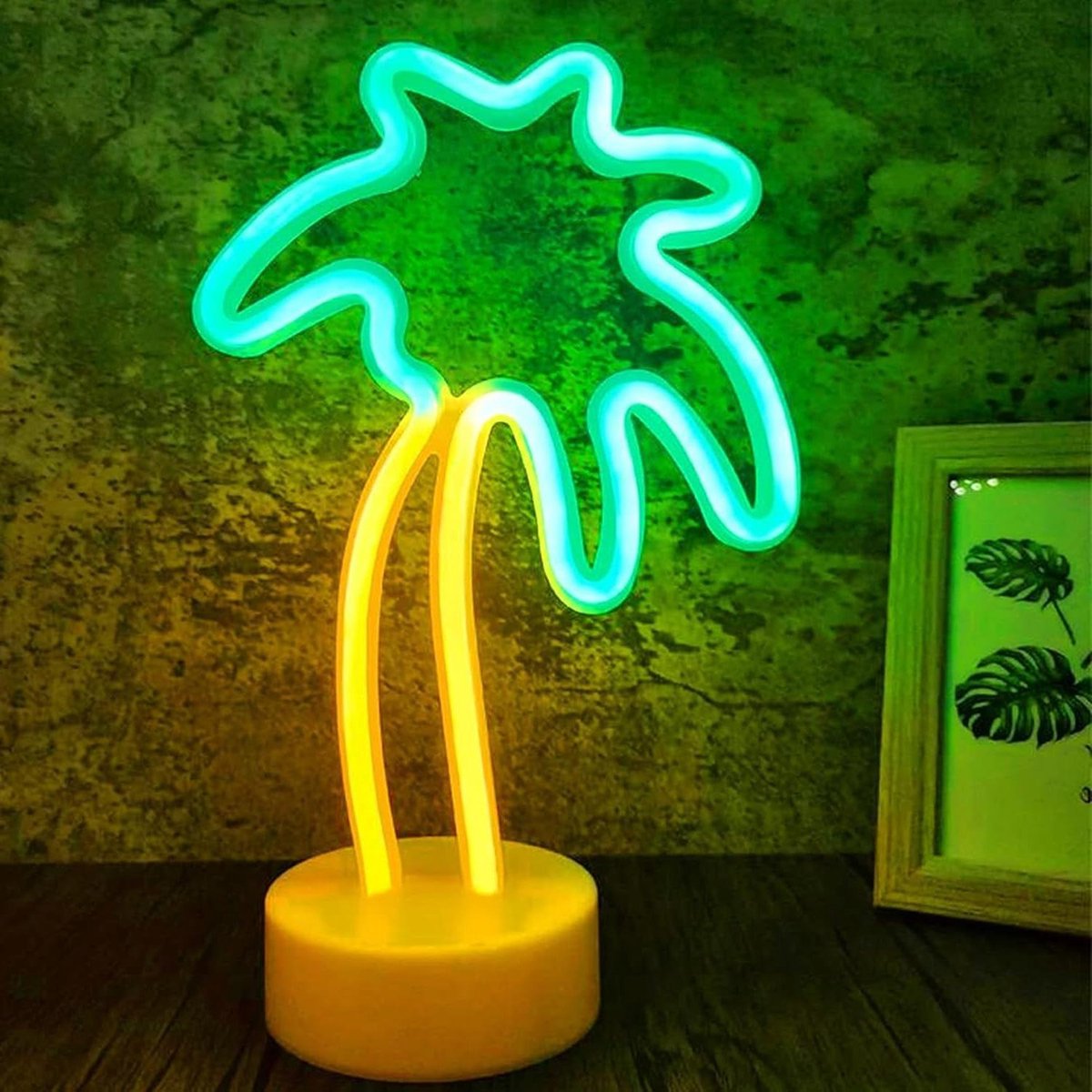Palm neonbord - Kokospalm licht - Sfeerverlichting creëren - Batterij of USB - 0.3 Kilogram - Groen