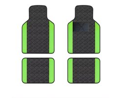 Auto Vloermatten – Voor auto’s / universeel gebruik – Volledige set / accessoires – Zwart & Groen, tapijt