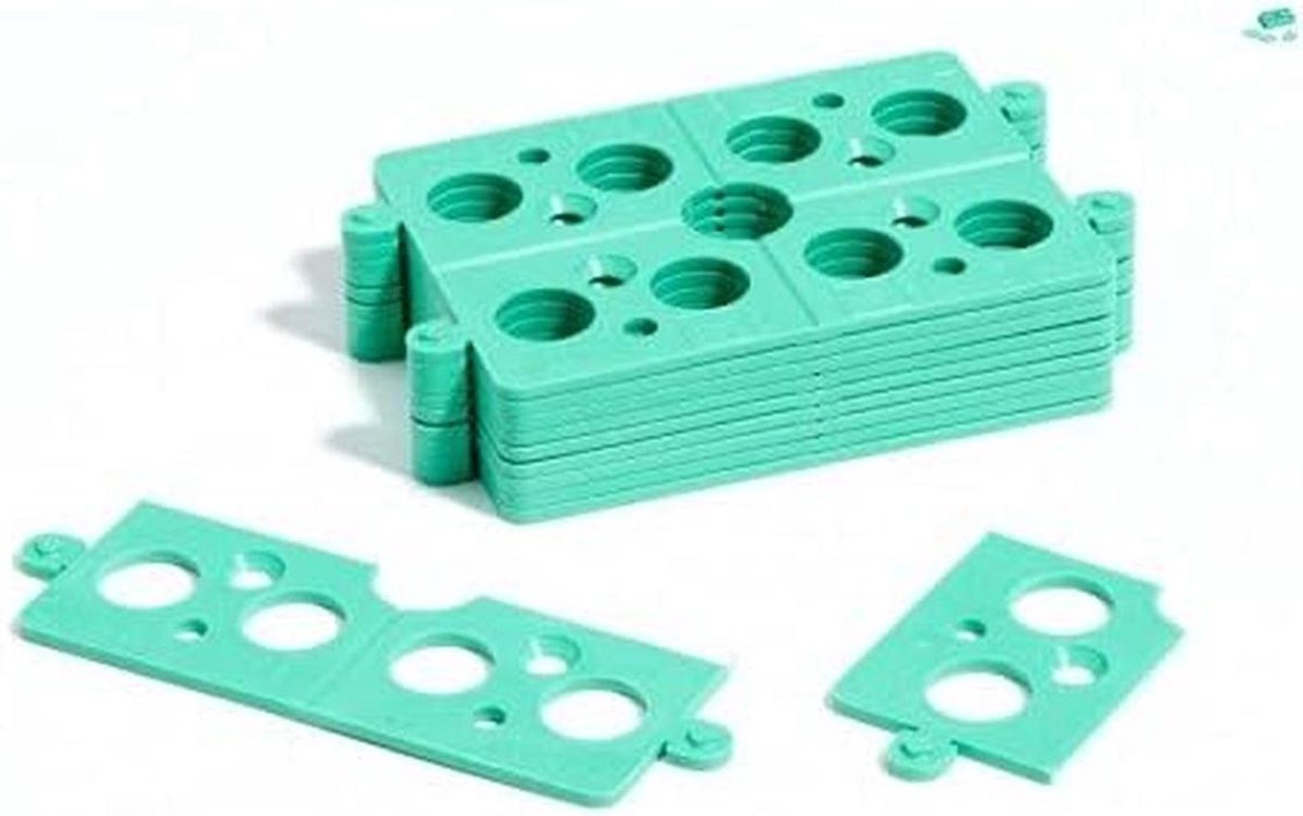 Vlakke sluitringen - Platte wiggen Egalisatiewiggen - Vloeren leggen - Stapelbaar met noppen - 2 mm - Groen
