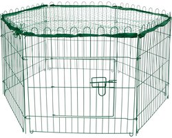 Buitenverblijf Konijnenhok - Rondloopren Dierenverblijf - Knaagdieren Buiten - Inclusief Nylon Beschermnet - 112 x 98 x 56 cm - Groen