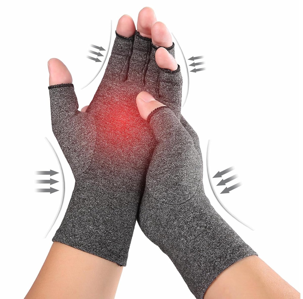Compressiehandschoenen voor Reuma en Artrose, Vingerloze Therapiehandschoenen voor Gewrichtspijn, Ondersteuning en Pijnverlichting voor Mannen en Vrouwen (L)