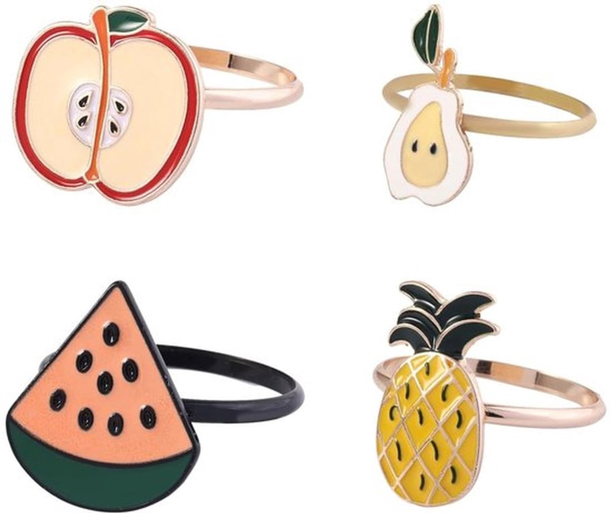 Servet Gespen Fruit - Uniek ontwerp - Set van 4 - Hoogwaardige materialen