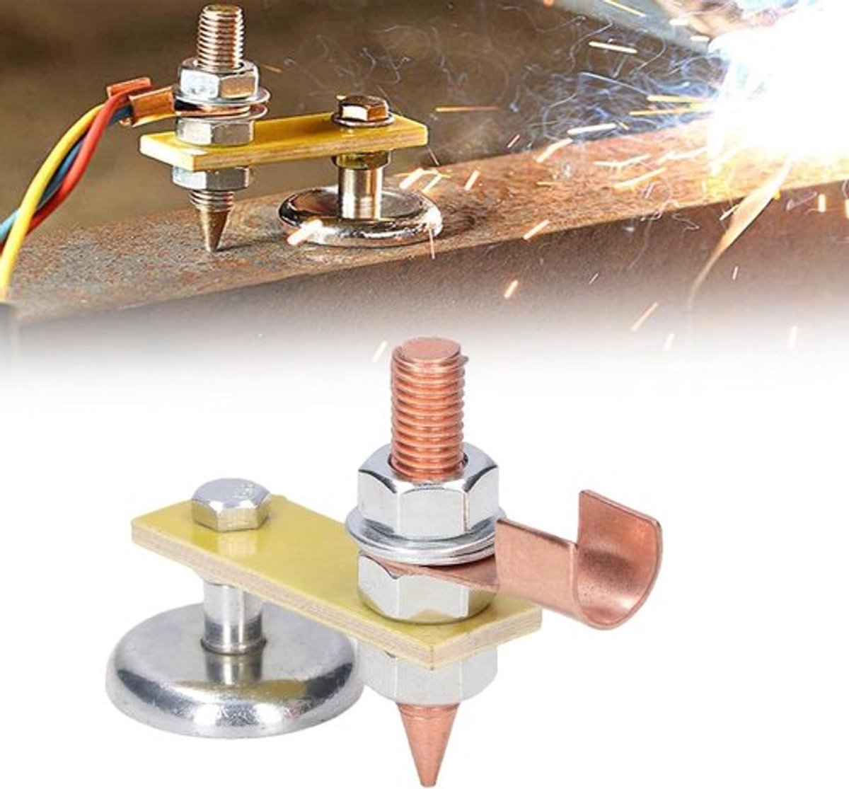 Verstelbare magnetische lassteun met grondklem en klemconnector