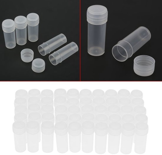 Allecto - Monsterflessen - Lege plastic buizen - Transparante containers - 50 stuks - Cosmetische flessen - 5 ml - Geschikt voor vloeistoffen van Allecto — afbeelding 5