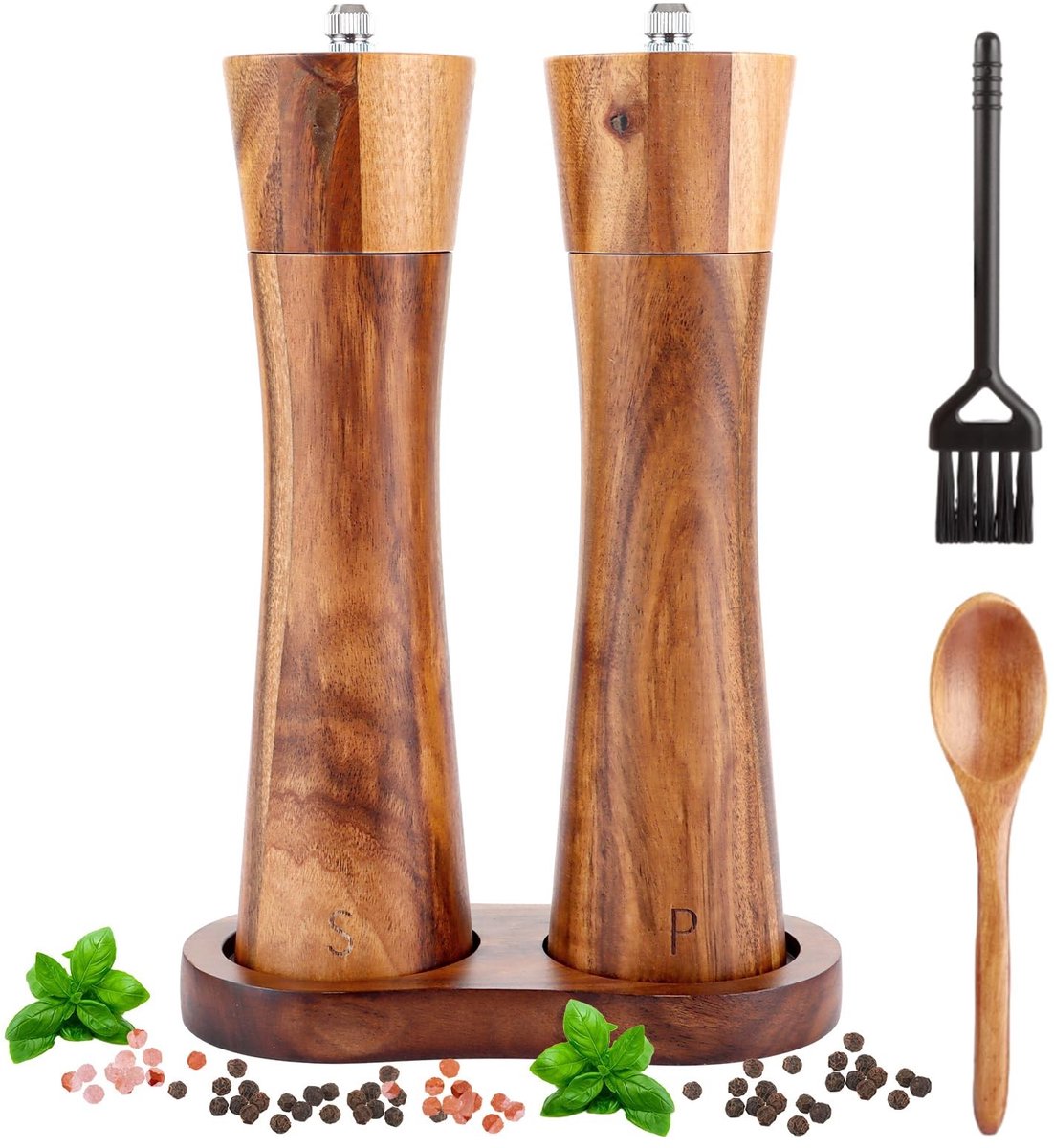 Jhubersproducts - Zout- en pepermolenset - Houten molens - Luxe geschenkbox - 21 cm - Keramisch maalwerk - Handmatig - Geschikt voor dagelijks gebruik
