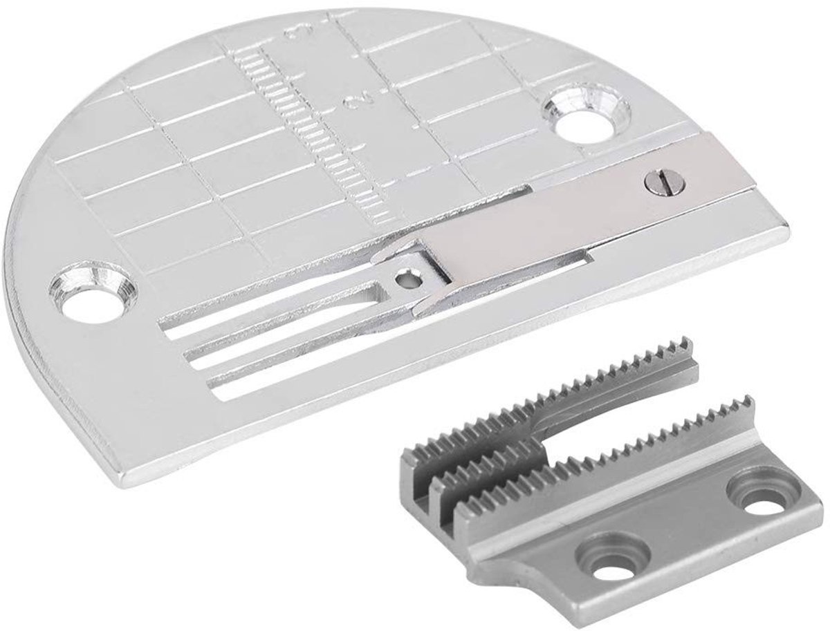 Jhubersproducts - Naaldplaat Naaivoet Set - Voor Industriële Naaimachines - 2,6 x 1,8 Inch - Metaal - Naaivoet met Tanden - Geschikt voor Naaiprojecte