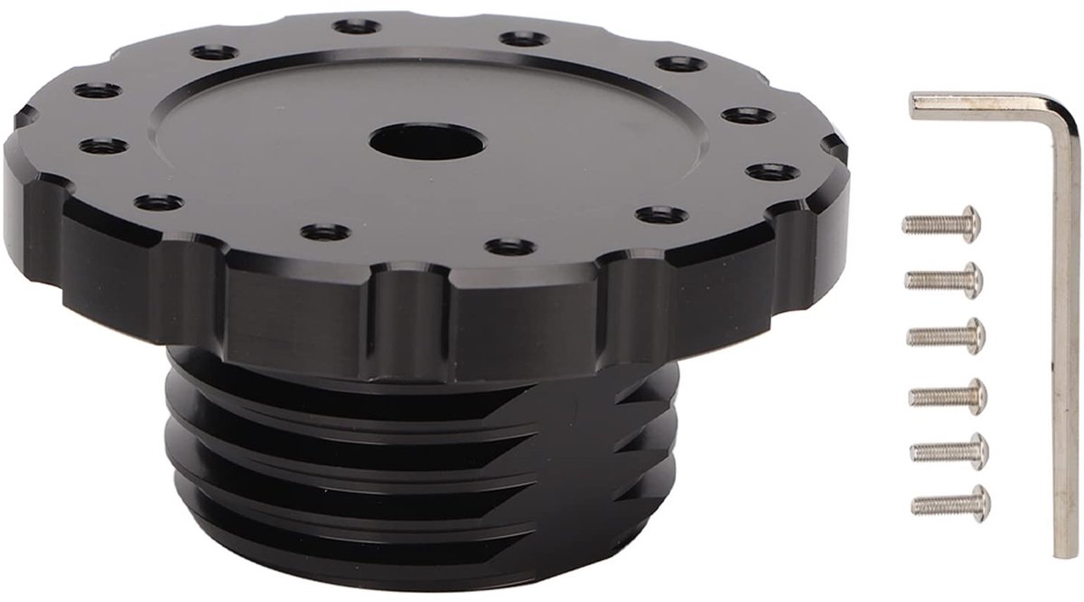 Jhubersproducts - 6-gaats Stuurwielnaafadapter - Racing - Aluminiumlegering - Zwart - Stuurwielaccessoires - Geschikt voor diverse stuurwielen