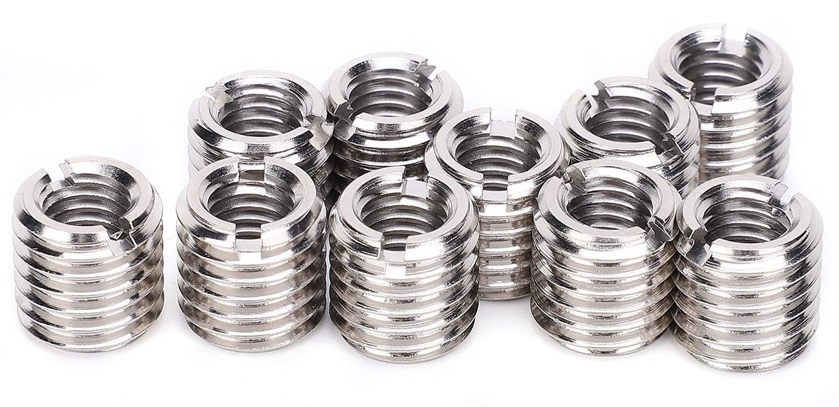 Smoakez - Schroefdraadinzetset - Reparatiemoeren - Roestvrij staal - M8 x 1,25 mm - Stekker M12 x 1,75 mm - Voor schroefdraad reparatie - 10 stuks