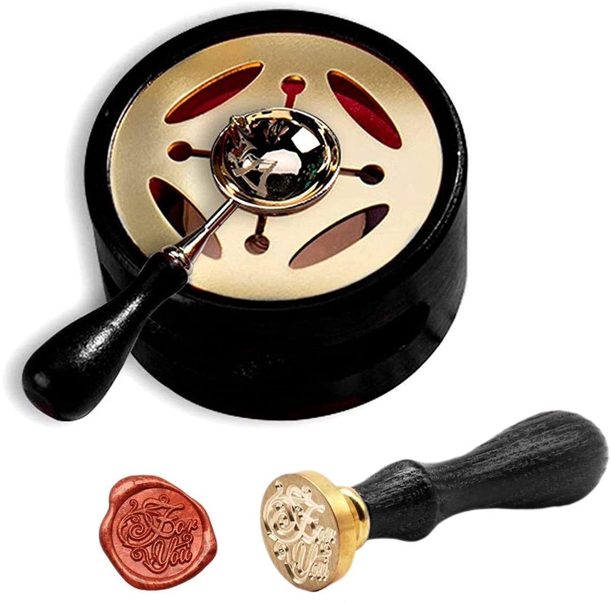 Vlemico - Was-zegelwarmer - Zegellak-verwarmer - Vintage design - Zwart - Kunsthandwerk - Perfect voor bruiloften - Robuust en gebruiksvriendelijk