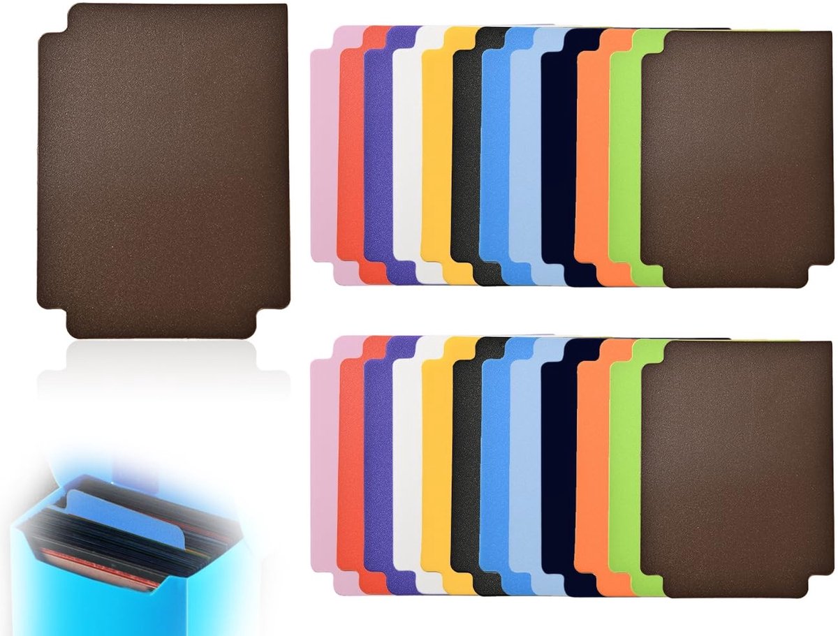 Dailygoods - Kaartverdelers - Organiseren en Classificeren - 24 Stuks - 95 x 70 mm - Scheidingswanden - Voor Verzamelkaarten - Kleurenset