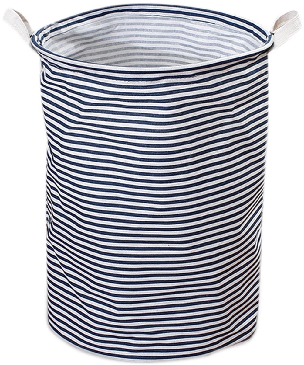 Livia home - Opvouwbare Wasmand - Draagbare Vuile Wasmand - Ruimtebesparende Mand - Blauw Gestreept - Waterdichte Opbergmand - Geschikt voor Slaapkame