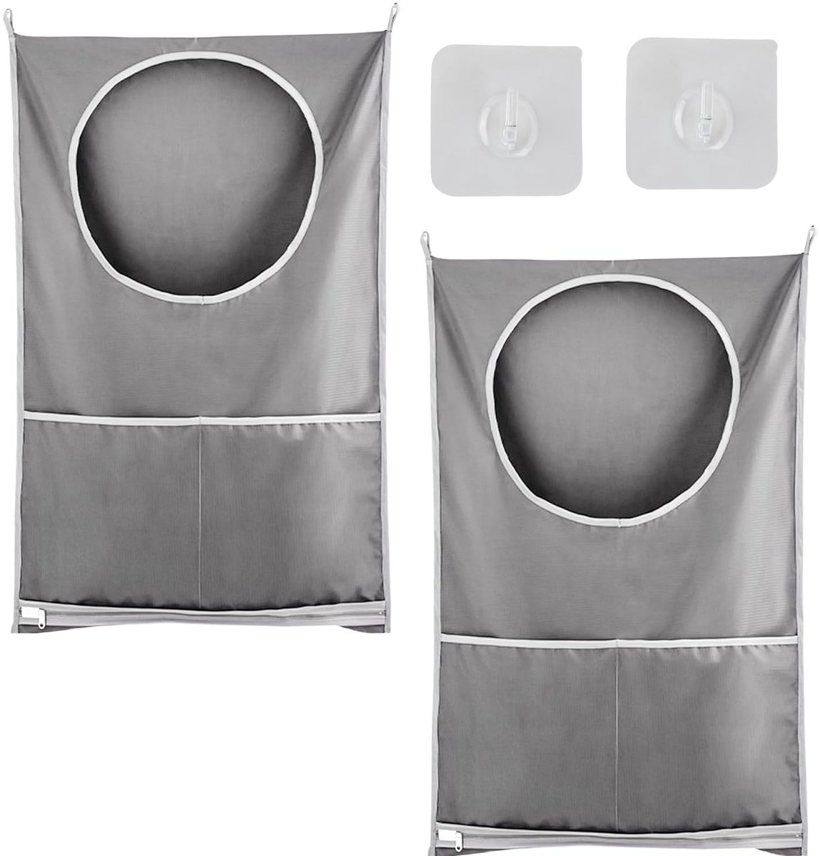 Smoakez - Hangende Waszakken - Ruimtebesparend - Waterdicht - Grijs - Grote Capaciteit - Voor Vuile Kleding - Thuis en Reizen