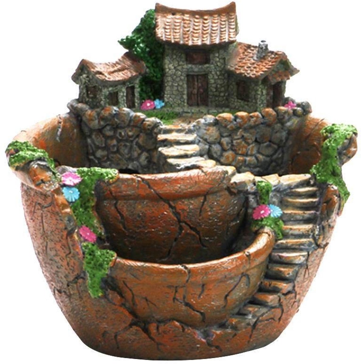 Smoakez - Vetplantenpotten van Hars - Creatieve Micro-Landschap - Sprookjesachtig Design - Binnen en Buiten - Tuindecoratie - Handgemaakt - 3 Niveaus