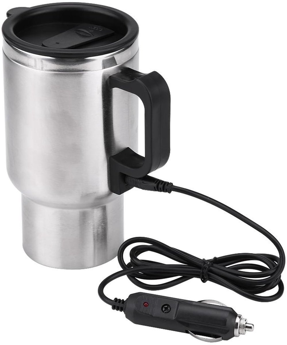 Smoakez - 12V Auto Verwarming Waterkoker - Elektrische Thermosfles - Roestvrij staal - Reisverwarmer - 450ml - Ideaal voor Camping en Vrachtwagen