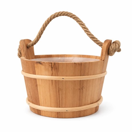 4Living sauna-emmer met touwgreep - Elzenhout