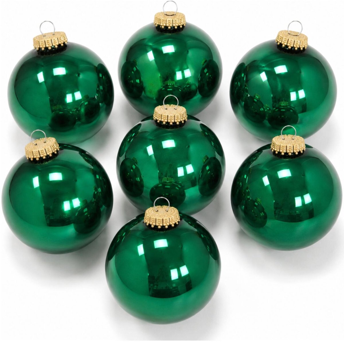 Bol.com Krebs Kerstballen - 8x - emerald groen - glas - glans - 7 cm - luxe kerstversiering aanbieding