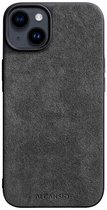 Alcanside Alcantara Backcover Case - Convient pour iPhone 14 Plus - Zwart Grijs