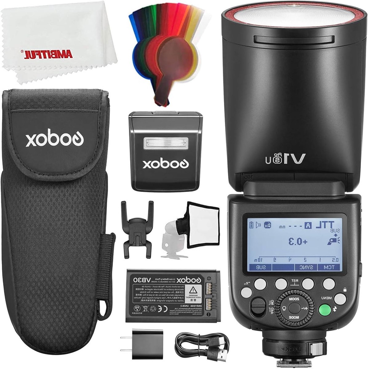 Professionele TTL Rondhoofd Camera Flits voor Sony met 76Ws HSS, Ingebouwde Lithium Batterij en LED Modellicht