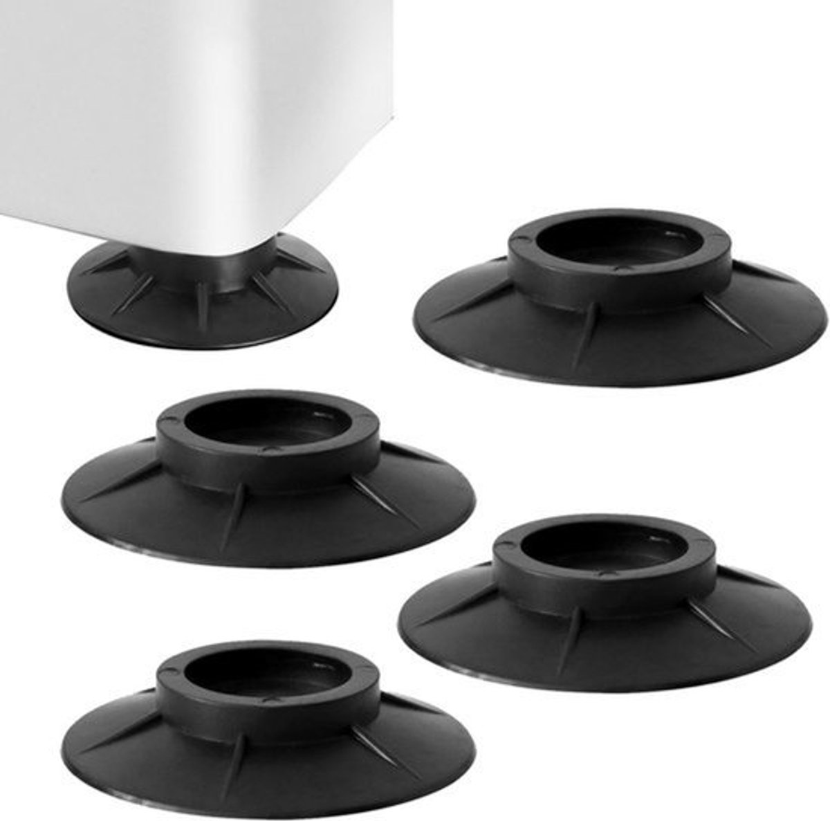 4 Stuks Wasmachine Voetmat - Antislip - Trillingsdempend - Zwart