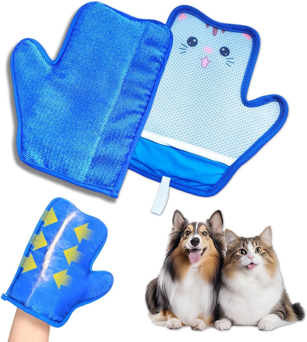 Honden- en kattenhaar verwijderhandschoenen, twee-weg ontwerp, ideaal voor dierenliefhebbers, 28 x 22 cm
