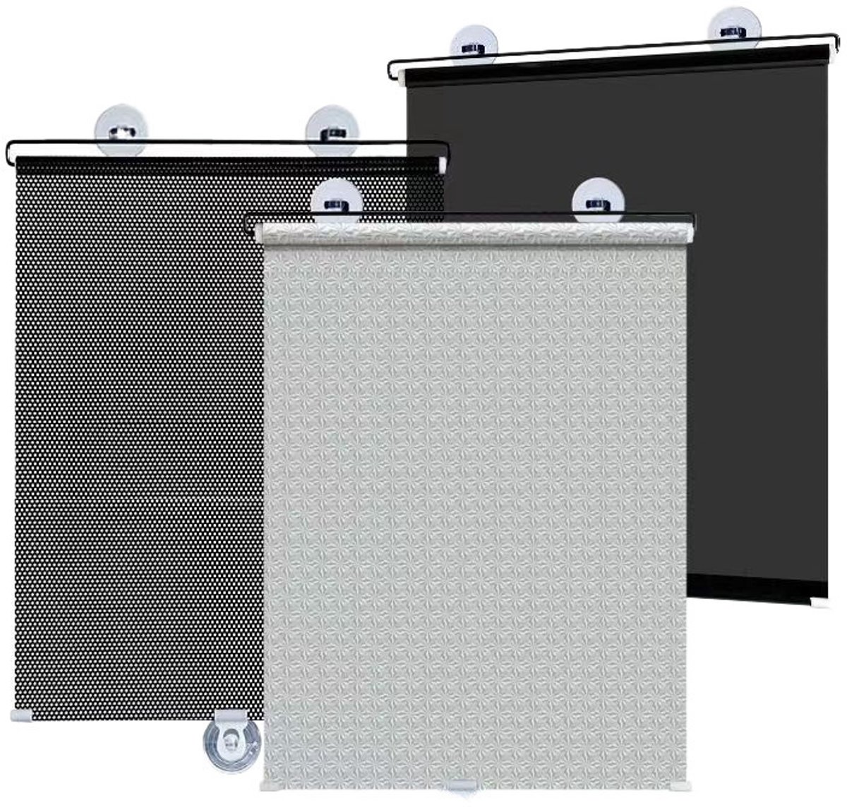 VHV - Verduisterend rolgordijn - Rolgordijn verduisterend - Zonnescherm raam - Met zuignappen - Zonder boren - Thermisch - Voor dakraam en slaapkamer - Set van 3 - Zwart / Zilver / Blauw thumbnail 5