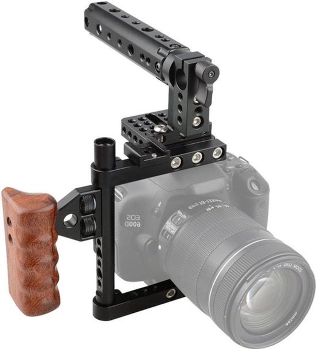 Top Handvat Houten DSLR Camera Kooi Grip voor Canon 60D, Nikon D7000, Sony A99