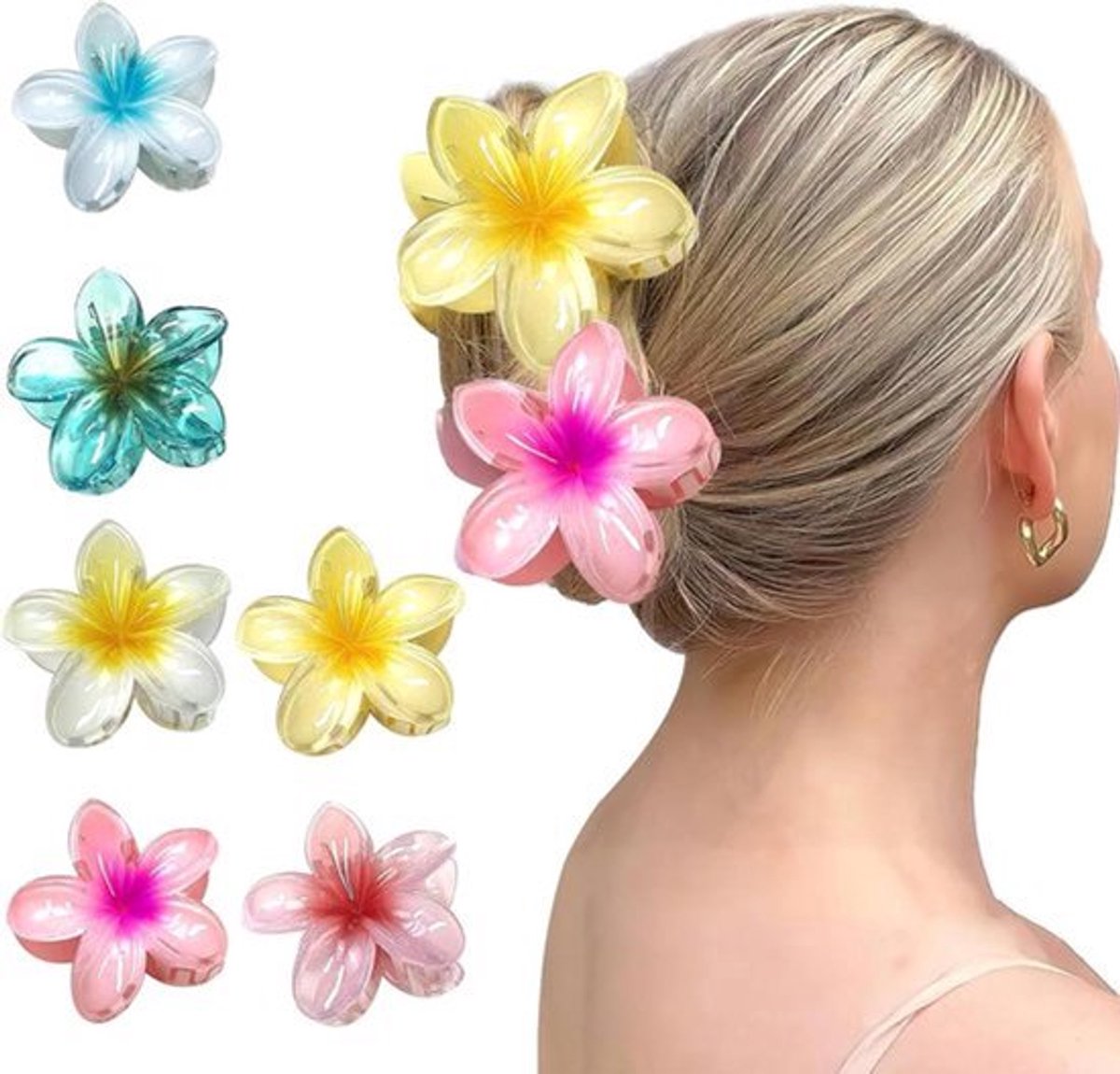 Bloemen haarklemmen - 6 stuks (met beschermdoos)