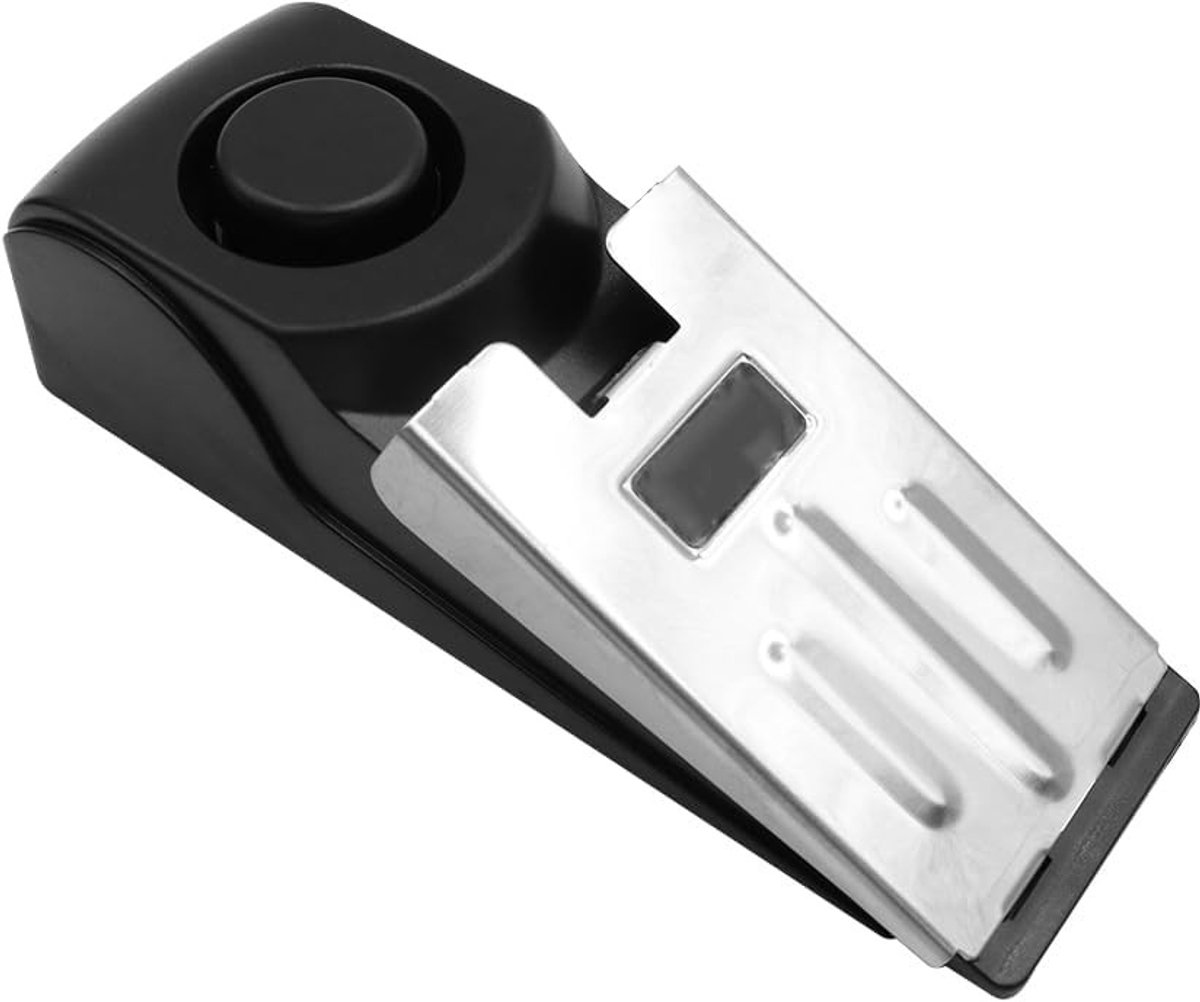 Dailygoods - Deurstopper-alarm - Veiligheid - 120 dB Alarm - Zwart - Draagbaar Deurslot - Ideaal voor Thuis en Hotels - Antislip Wig
