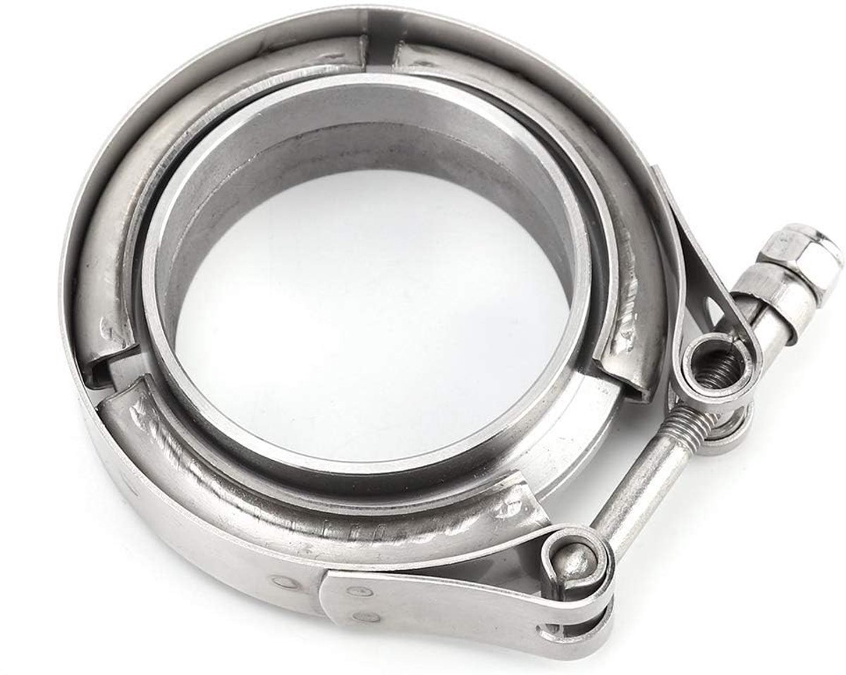 Dailygoods - Exhaust Kit - Turbo Exhaust Pipe - V-Band Clamp - 2.25 Inch - Staal - Universele Flens - Geschikt voor Turbo Systemen - Zilver