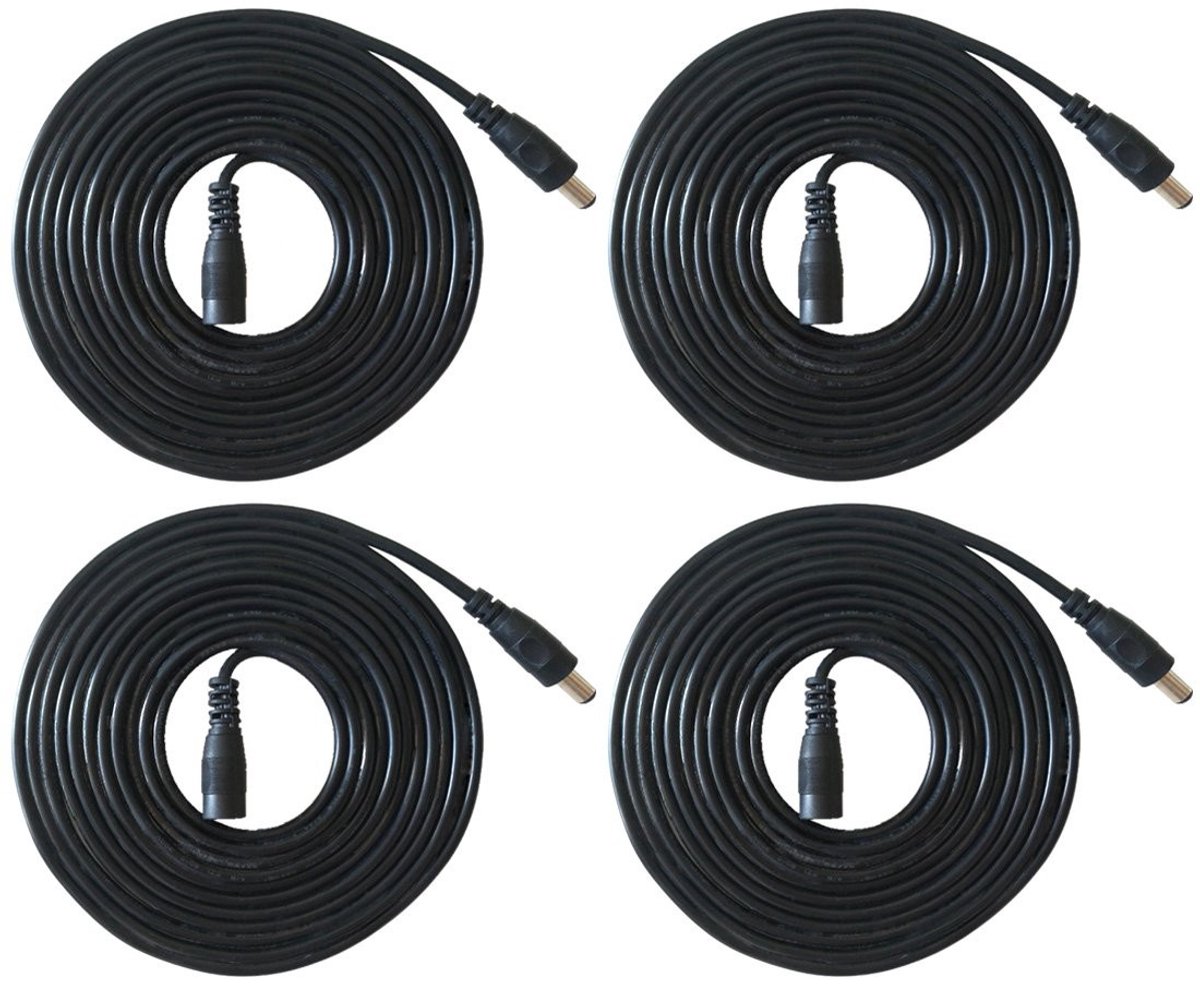Dailygoods - DC Verlengkabel - DC Aansluitkabel - Geschikt voor verlichting - 4pcs 1m - Zwart - Man-vrouw connector - Ideaal voor diverse toepassingen