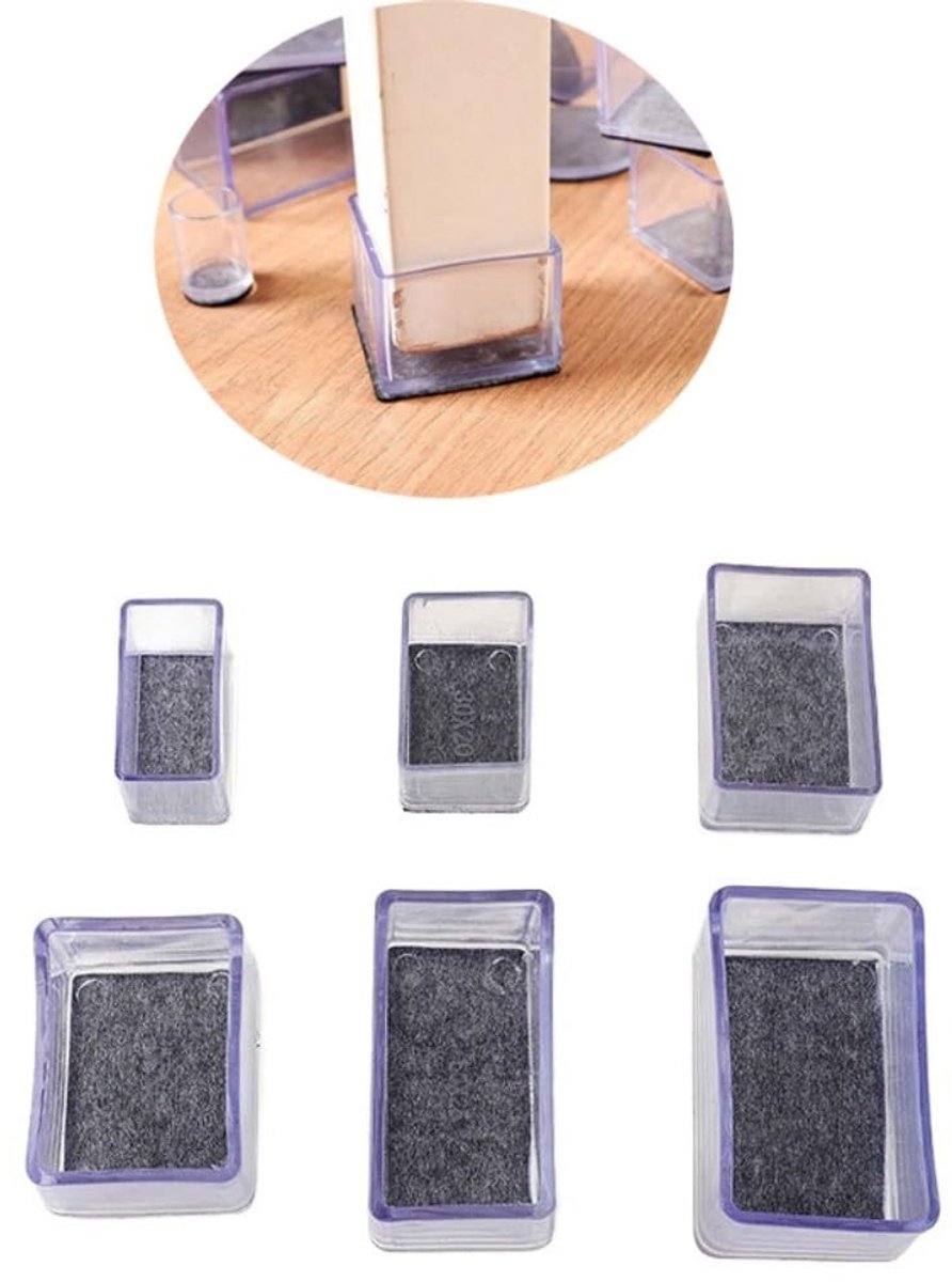 Dailygoody - Set van 20 Stoelpootdoppen - Viltbeschermers voor Vloeren, Transparant PVC, V