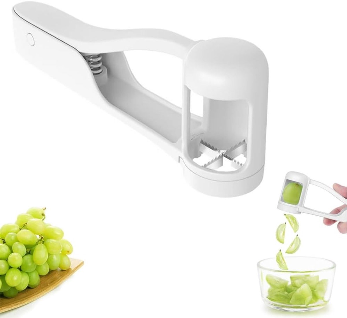 Veilige en snelle fruit snijder voor kinderen - Makkelijke kwartjes van druiven, kersen en tomaten voor snacks