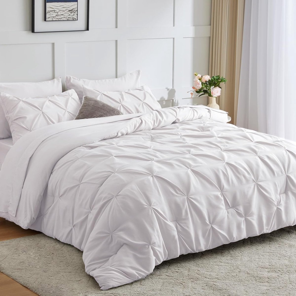 Dailygoody - Beddengoedset - Luxe plissé - Grijs - Omkeerbaar dekbedovertrek - Microvezel - Tweepersoonsbed - 200 x 200 cm