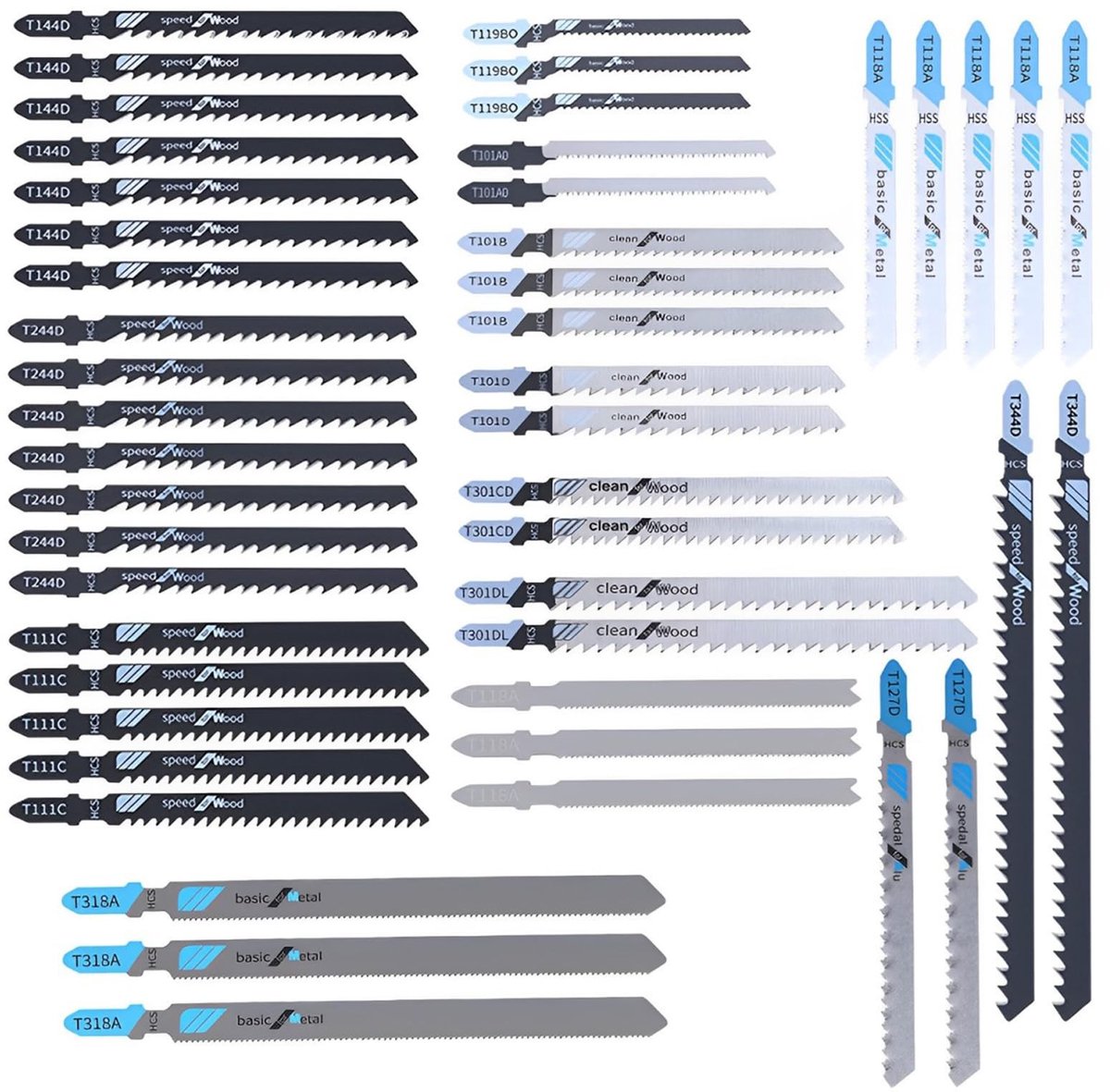 Dailygoody - Decoupeerzaagblad - Assortiment 48 stuks - Universaal gebruik - Middelfijne tanden - HCS/HSS - Geschikt voor hout, kunststof en metaal -