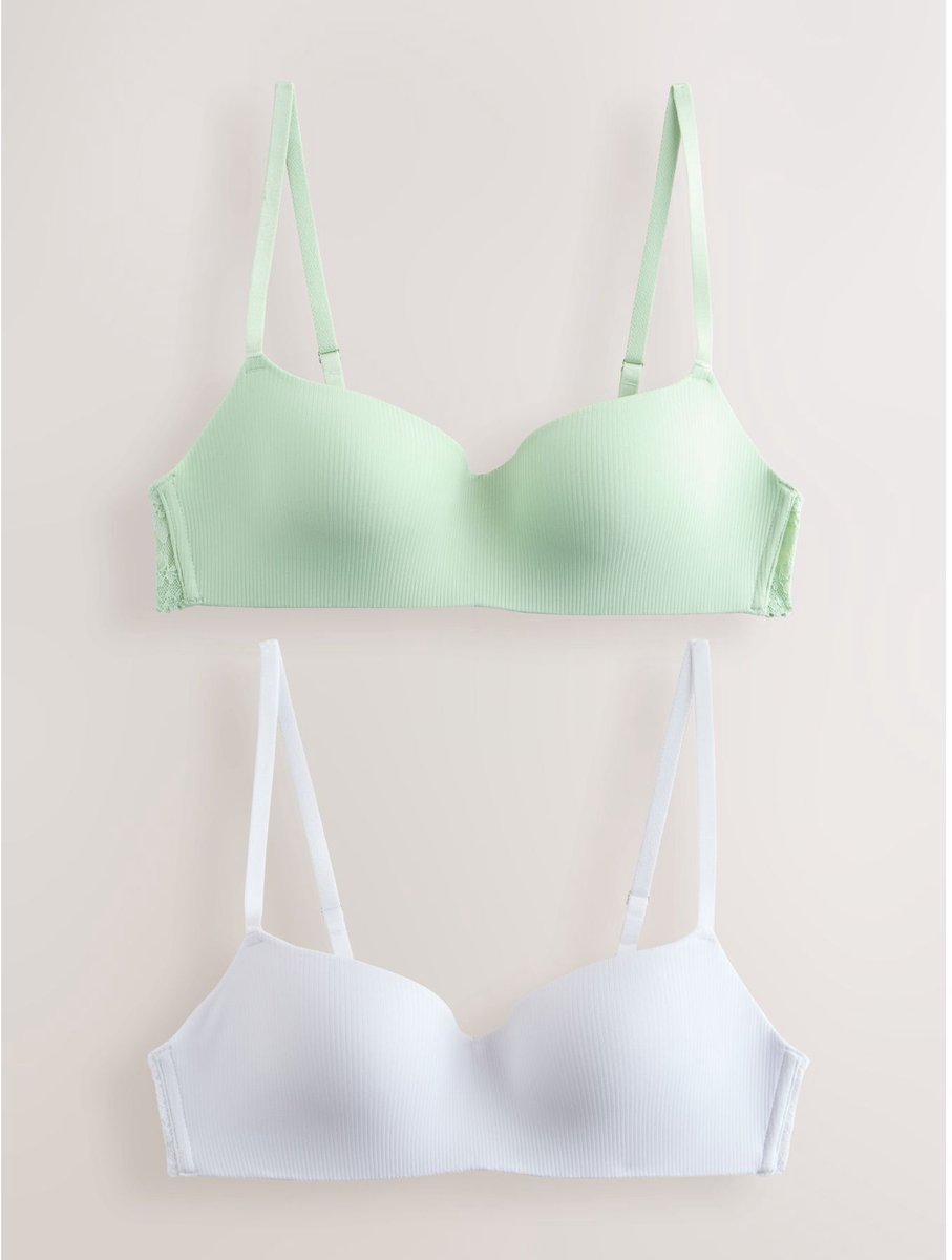 Next Dames - Set van 2 Ultimate Comfort beha's met lichte vulling zonder beugel - Groen Green/White