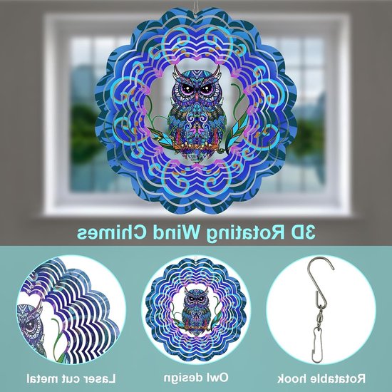 3D Hangende Windspinner van Metaal, Magische Windmolens voor Buiten en Binnen, Decoratie voor Kerstmis, Origineel Cadeau voor Vrouwen, Moeders en Grootmoeders — afbeelding 2