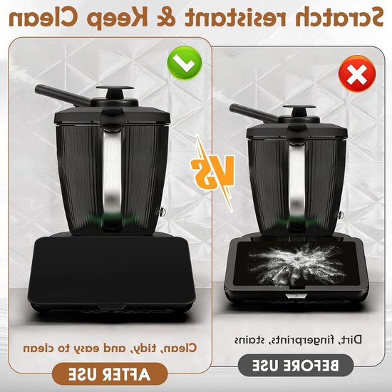 Siliconen displaybescherming voor Thermomix TM7, krasbestendig, waterdicht en stofdicht, accessoires voor keukenmachines, zwart, ideaal voor optimale bescherming van Merkloos — afbeelding 3