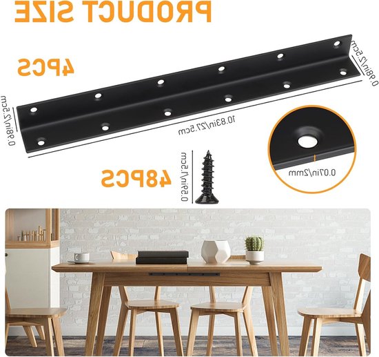 Hoekbevestiging voor Muurmontage, 275x25x25mm, Stevige Constructie, Ideaal voor Meubelprojecten en Interieurontwerpen — afbeelding 5